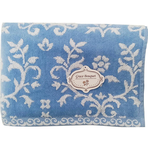 林 無撚糸グレースアラベスクバスタオル ネイビー 約60 x 120cm Green