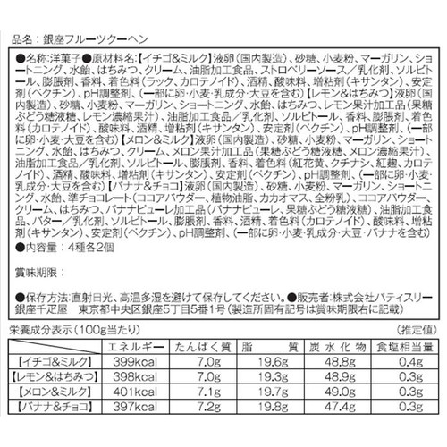 銀座千疋屋 銀座フルーツクーヘン 4種 x 各2個
