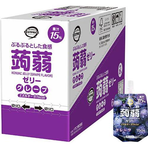蒟蒻ゼリー グレープ味(ドリンクゼリータイプ)＜ボール＞ 150g x 6袋 トップバリュベストプライス