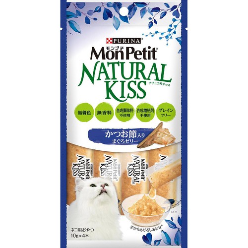 【ペット用】 ネスレピュリナ モンプチ ナチュラルキッス かつお節入りまぐろゼリー 10g x 4本