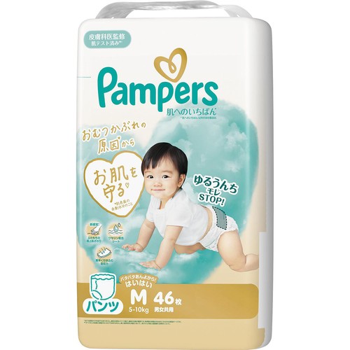 P&G パンパース 肌へのいちばん パンツ はいはい M(5~10kg) 46枚 Green