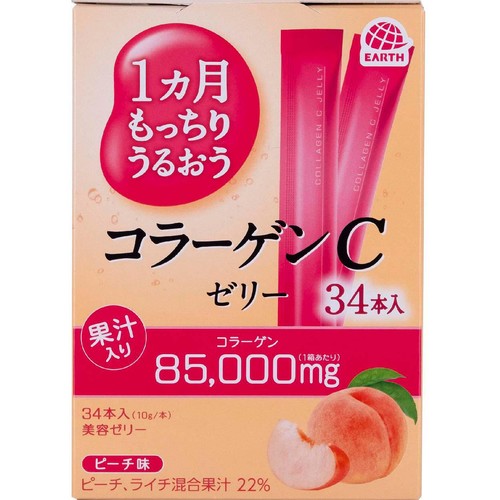 アース製薬 1ヵ月もっちりうるおう コラーゲンCゼリー ピーチ味 34本
