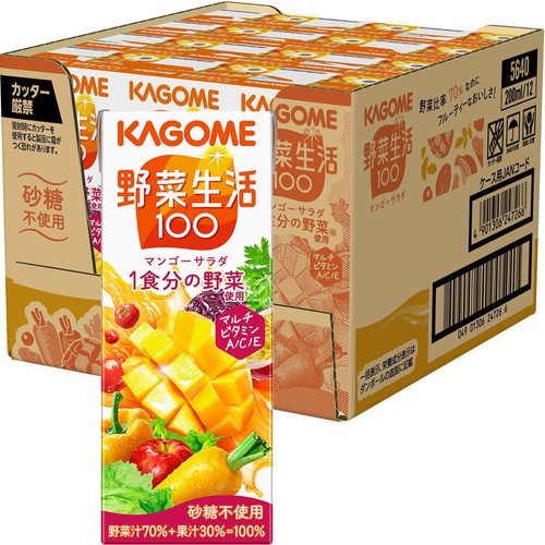 カゴメ 野菜生活100 マンゴーサラダ 1ケース 200ml x 12本