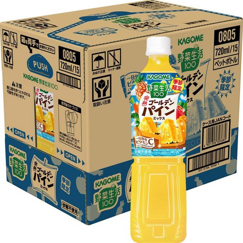 カゴメ 野菜生活100 完熟ゴールデンパインミックス 1ケース 720ml x 15本
