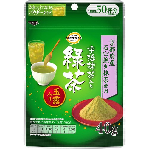宇治抹茶入り緑茶玉露入り 40g トップバリュベストプライス