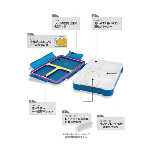 シービージャパン 薄型弁当箱 フードマン600 食洗機・電子レンジOK クリアダークブルー 600ml