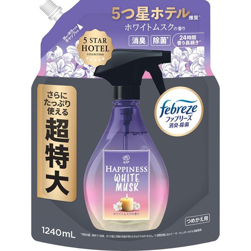 P&G レノアハピネスミスト ホワイトムスクの香りつめかえ用 4回分 消臭スプレー 1240mL