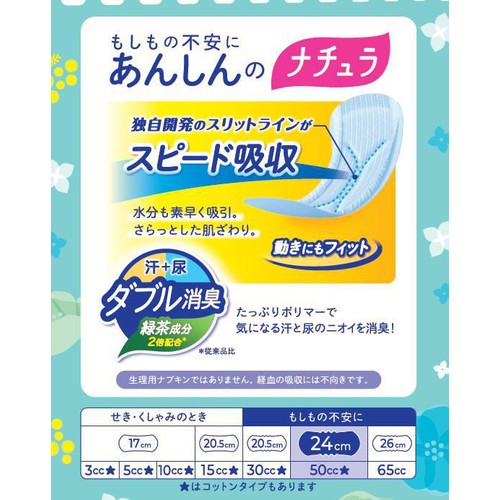 大王製紙 ナチュラ さら肌さらり あんしん吸水ナプキン 24cm 50cc 20枚