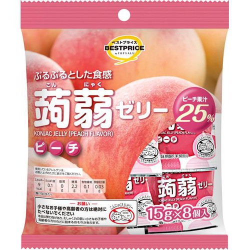 蒟蒻ゼリー ピーチ味 15g x 8個 トップバリュベストプライス Green