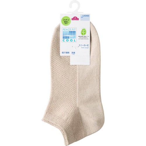 PEACE FIT(ピースフィット) COOL 吸汗速乾 ワッフルスニーカー 婦人 ベージュ 21-23cm トップバリュ