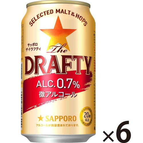 【微アル】 サッポロ The DRAFTY 350ml x 6本
