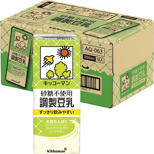 キッコーマン 砂糖不使用 調製豆乳 1ケース 200ml x 18本