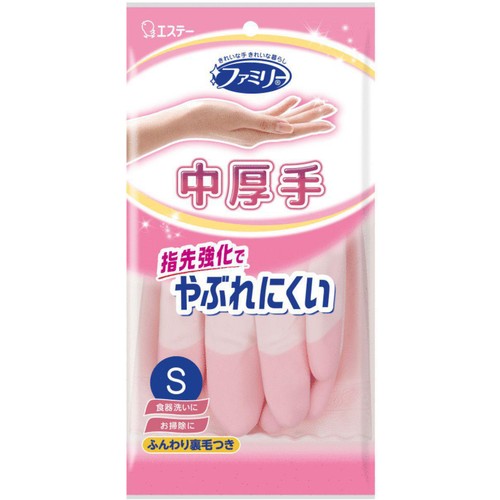 エステー ビニール 中厚手 指先強化でやぶれにくい Sサイズ ピンク 1双