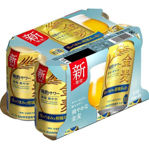 某メーカー 金麦晩酌サワー サントリー 6%】 350ml Beans Green 6本 x ビール・発泡酒