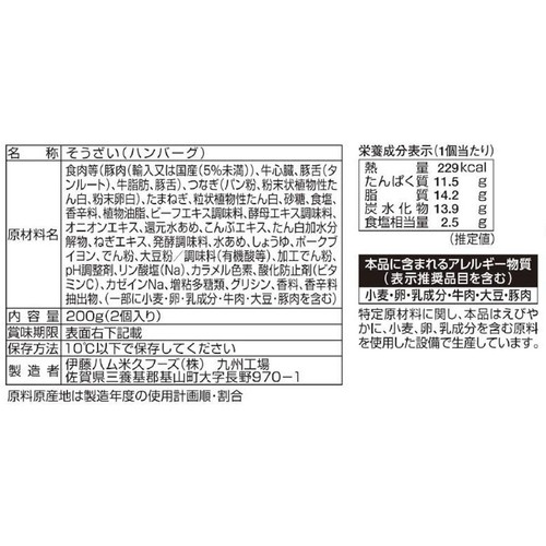 伊藤ハム 鉄板焼きハンバーグ 100g x 2個