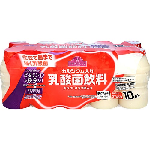 カルシウム入り乳酸菌飲料 65ml x 10本 トップバリュ