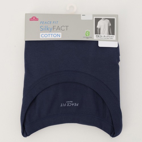 PEACE FIT(ピースフィット) SilkyFACT コットン 半袖クルーネックTシャツ 紳士 ネイビー 2XL トップバリュ