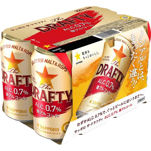 【微アル】 サッポロ The DRAFTY 350ml x 6本