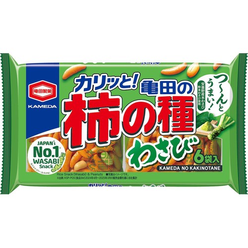 亀田製菓 亀田の柿の種わさび 6袋入 164g Green Beans | グリーン