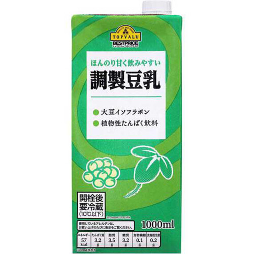 調製豆乳 1000ml トップバリュベストプライス