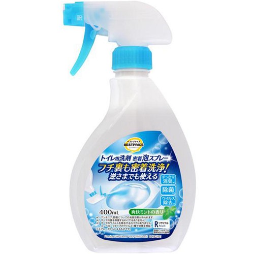 フチ裏も密着洗浄 トイレ用洗剤泡スプレー 本体 400mL トップバリュベストプライス