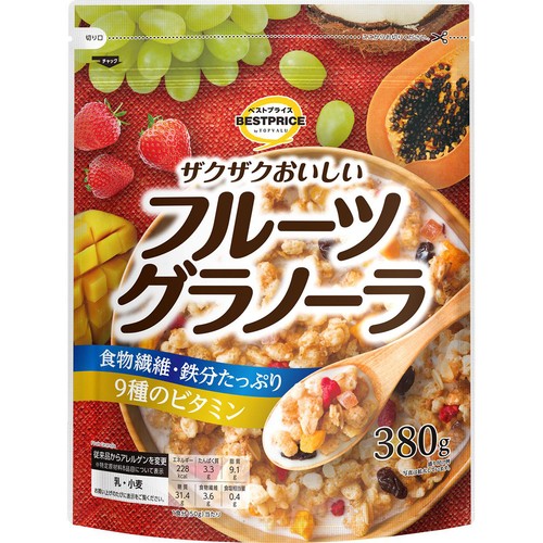 ザクザクおいしいフルーツグラノーラ 380g トップバリュベストプライス