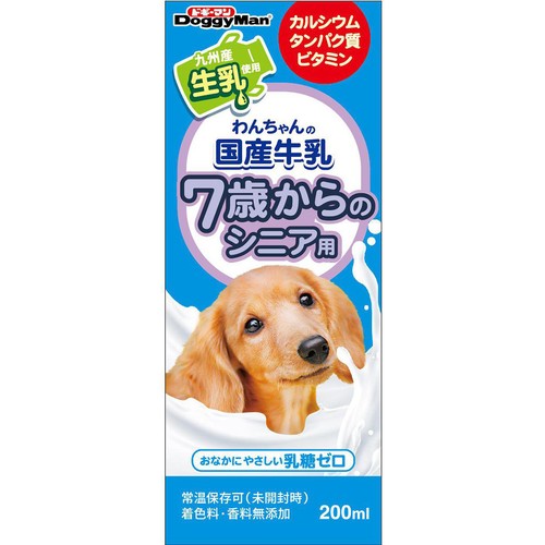 【ペット用】 ドギーマン ハヤシ わんちゃんの国産牛乳 7歳からのシニア用 200ml