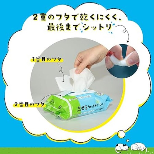【ペット用】 ペットすっきり 流せるウェットティッシュ 80枚入