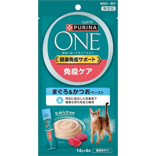 【ペット用】 ネスレピュリナ ピュリナワン 健康免疫サポート 免疫ケア まぐろ&かつおペースト 14g x 4本
