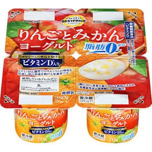りんごとみかんヨーグルト 脂肪ゼロ 70 x 4個 トップバリュベスト