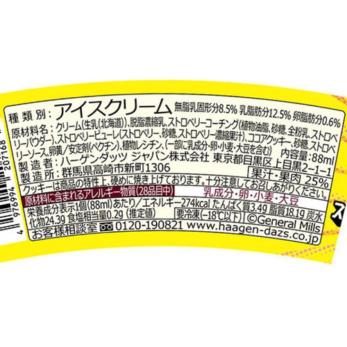 ハーゲンダッツ ロッキークランチーーー! ストロベリーブラックココア 88ml