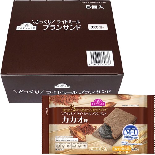 ざっくりライトミールブランサンド カカオ味 4枚 x 6個パック トップバリュ