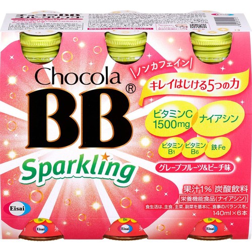 エーザイ チョコラBB スパークリング グレープフルーツ&ピーチ味 140ml x 6本