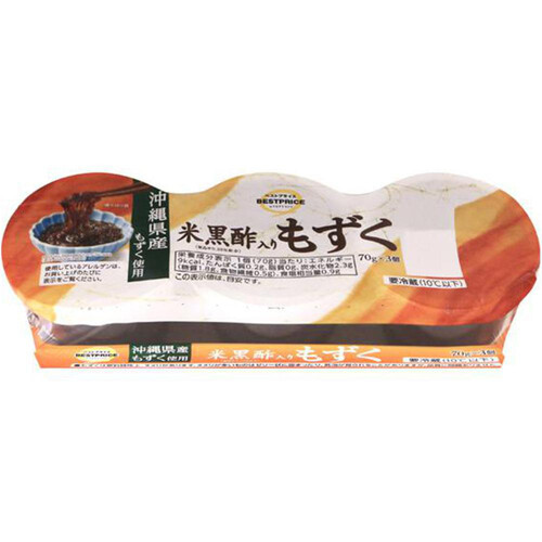 米黒酢入りもずく 70g x 3個 トップバリュベストプライス Green Beans