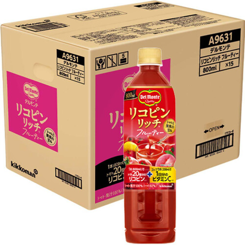 デルモンテ リコピンリッチ フルーティー 1ケース 800ml x 15本