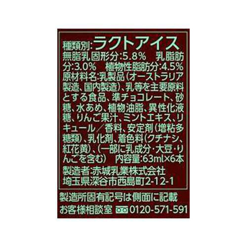 赤城乳業 チョコミント 63ml x 6本入