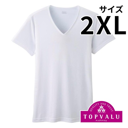 PEACE FIT(ピースフィット) COOL 半袖Vネックシャツ 紳士 シロ 2XL トップバリュ