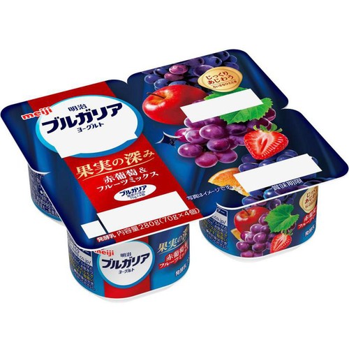 明治 ブルガリアヨーグルト 果実の深み赤葡萄&フルーツミックス 70g x 4個