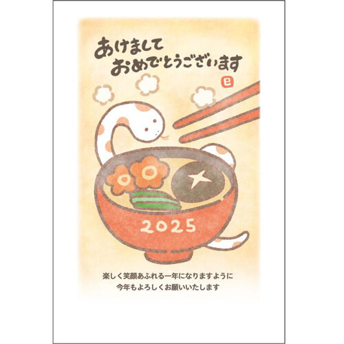 年賀はがき5枚入り お年玉付き年賀状パック 令和7年巳年 フルカラー OP04