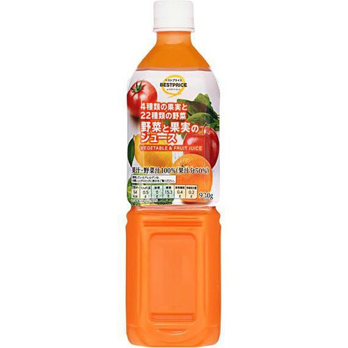 4種類の果実と22種類の野菜 野菜と果実のジュース 930g トップバリュベストプライス