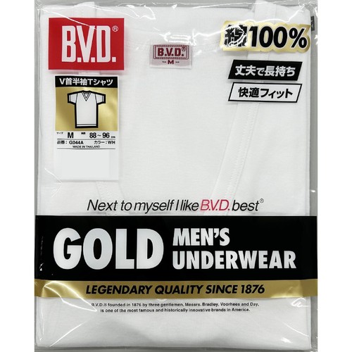 B.V.D. GOLD 半袖Vネックシャツ 2枚組 M ホワイト