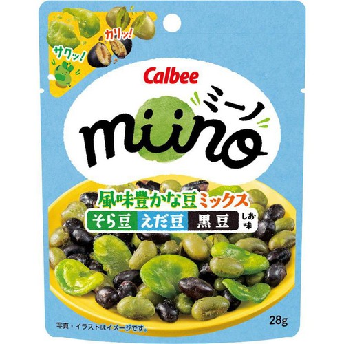 カルビー miino 風味豊かな豆ミックス そら豆 えだ豆 黒豆 しお味 28g