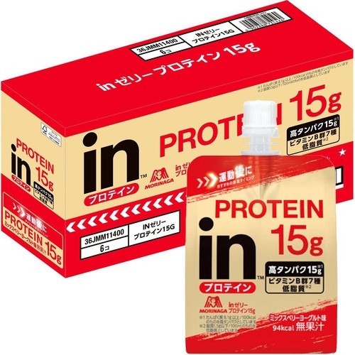 森永製菓 inゼリー プロテイン 15g ミックスベリーヨーグルト味 1ケース 180g x 6個