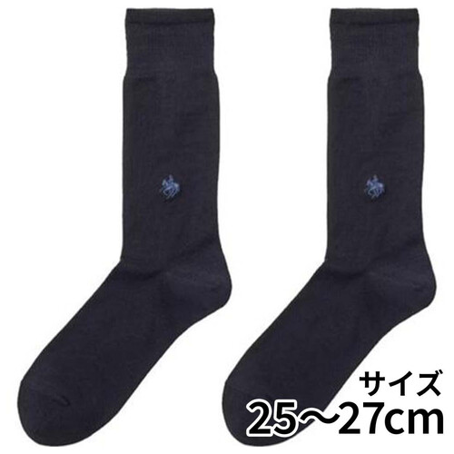 グンゼ POLO 紳士クルーソックス 25-27cm ブラックネイビー