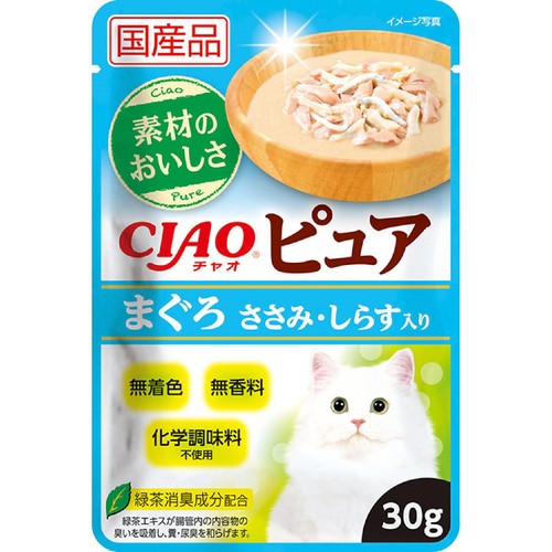 【ペット用】 いなば CIAO ピュア まぐろ ささみ・しらす入り 30g