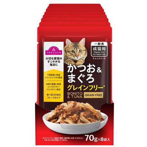 【ペット用】 キャットフード パウチ かつお&まぐろ GFボール販売 70g x 8袋入 トップバリュベストプライス