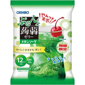 オリヒロ ぷるんと蒟蒻ゼリー パウチ メロンソーダ 6個入 Green Beans