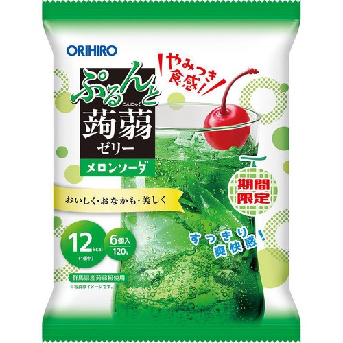 オリヒロ ぷるんと蒟蒻ゼリー パウチ メロンソーダ 6個入 Green Beans