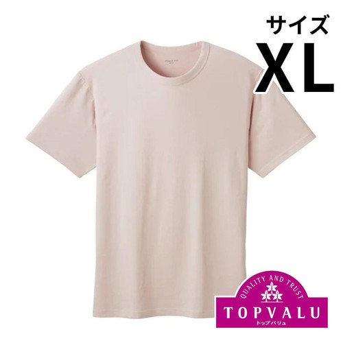 PEACE FIT(ピースフィット) SilkyFACT コットン半袖 クルーネックTシャツ 紳士 ピンク XL トップバリュ
