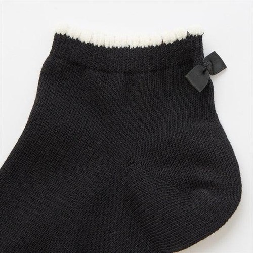 バックリボン付き ショート丈ソックス クロ 19ー21cm トップバリュ
